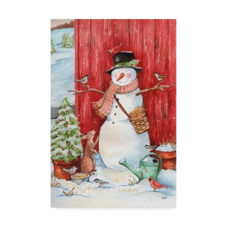 Melinda Hipsher 'Snowman With Birds And Flurries' Canvas Art,22x32